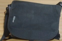 Vintage Nikon Black And Yellow Camera Bag Satchel With Shoulder Strap.