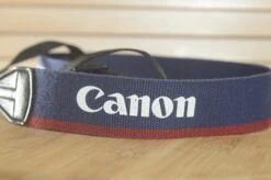 Blue And Red Canon EOS Vintage Strap. A Lovely Addition To Your Canon Set Up.